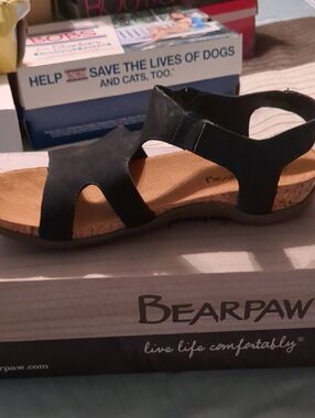 Bear Paw Black Suede Sandal